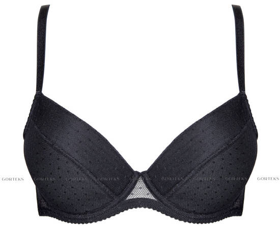 Black Push-up BH aus Spitze mit Punktmuster