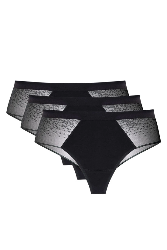 Hela Baumwoll Tanga mit Spitzen rücken im 3-er pack