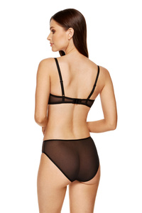 Black Push-up BH aus Spitze mit Punktmuster
