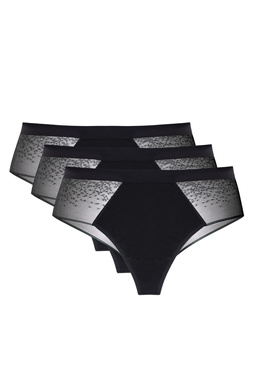 Hela Baumwoll Tanga mit Spitzen rücken im 3-er pack