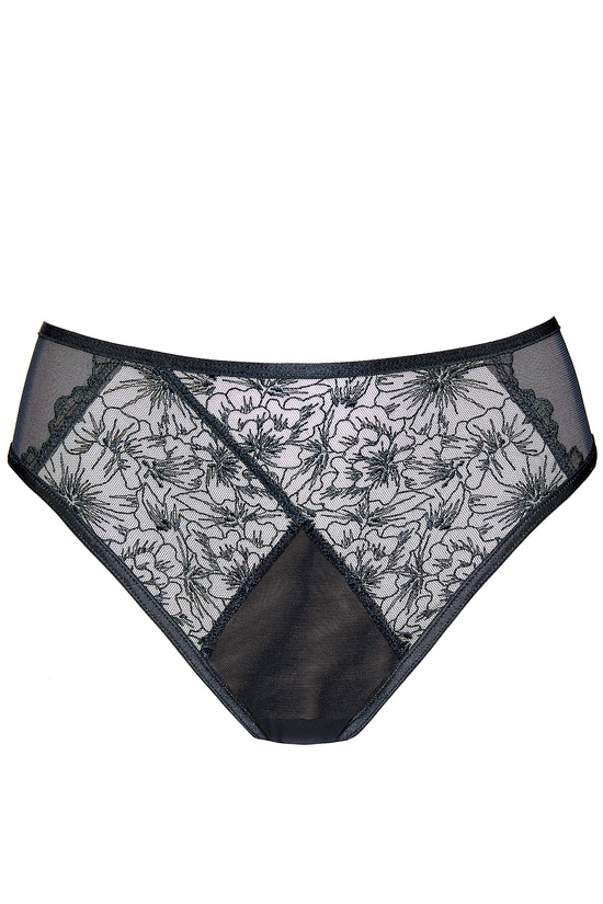 Noire Tanga mit Stickerei Schwarz