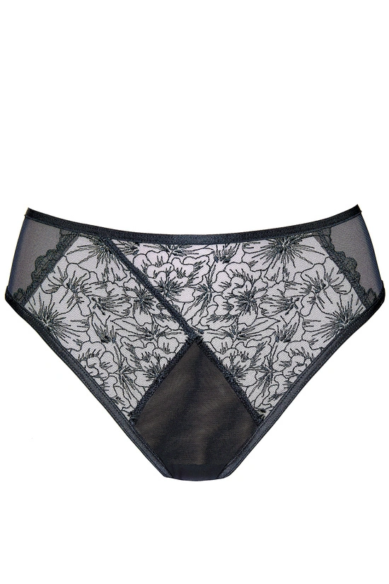 Noire Tanga mit Stickerei Schwarz