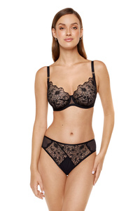 Noire Tanga mit Stickerei Schwarz