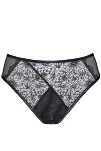 Noire Tanga mit Stickerei Schwarz